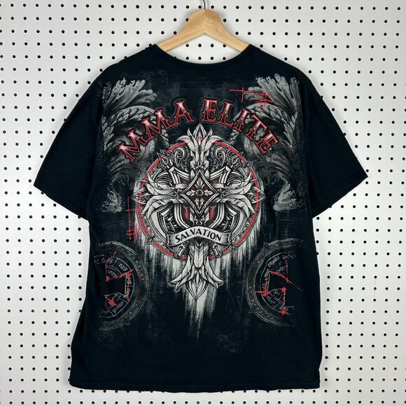 MMA Elite Other - MMA Elite Goth‎ Black T Shirt Large Y2K Cyber Punk Skater Grunge Cross Salvation